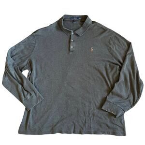 Men’s Polo Ralph Lauren Classic Fit Gray Pony Long Sleeve Shirt Size XXL STAIN